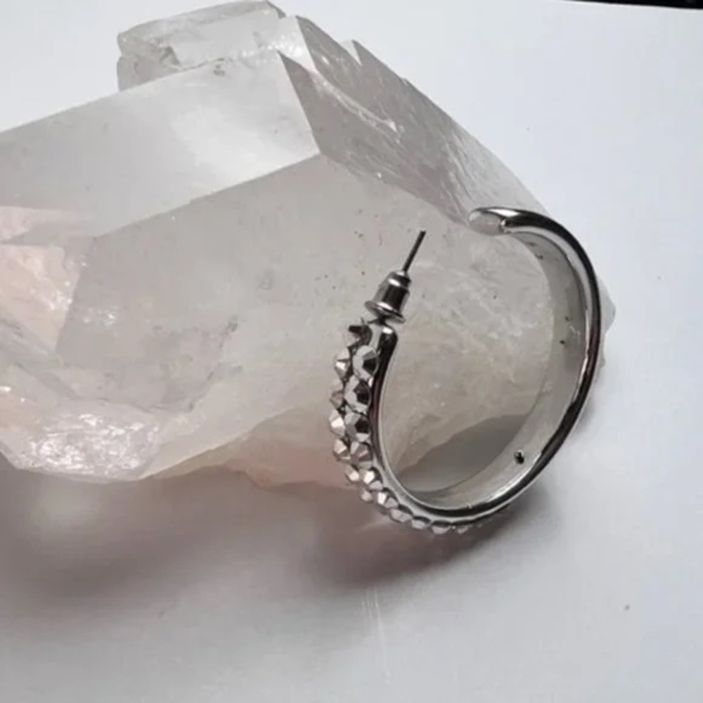 Silver Hoop Earrings - Picture 4 of 5